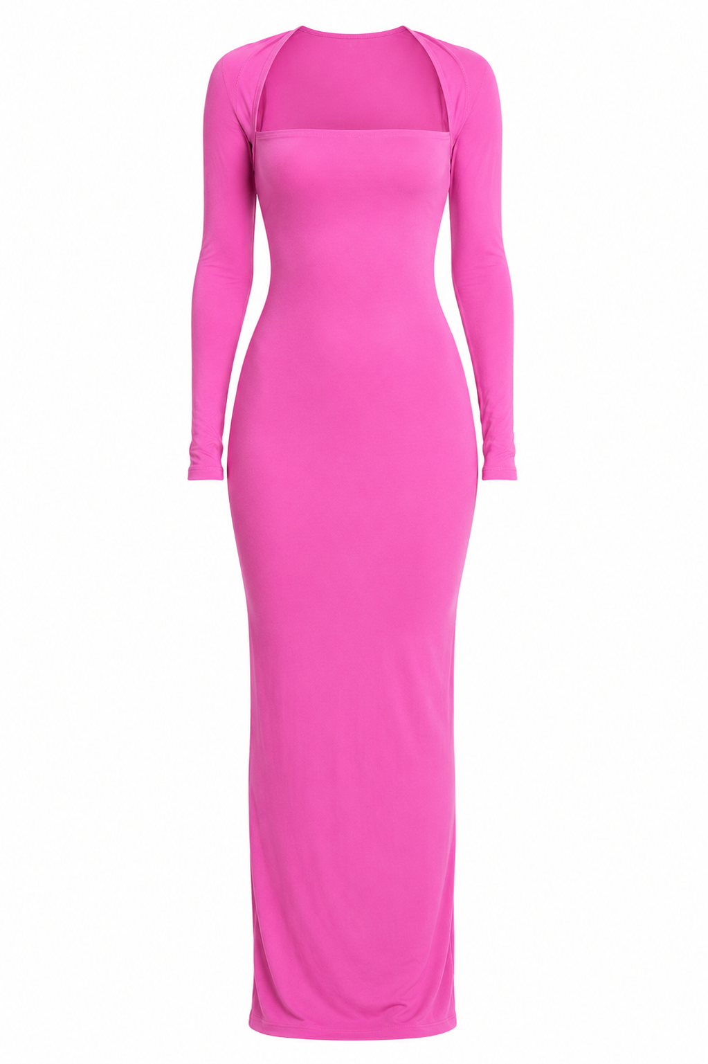 Naked Wardrobe Hot Pink Long Sleeve Maxi Dress - XS (Like New)