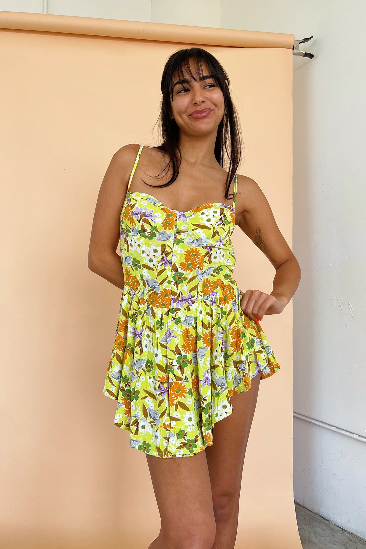 Super Bloom Light Green Floral Mini Dress - FINAL SALE