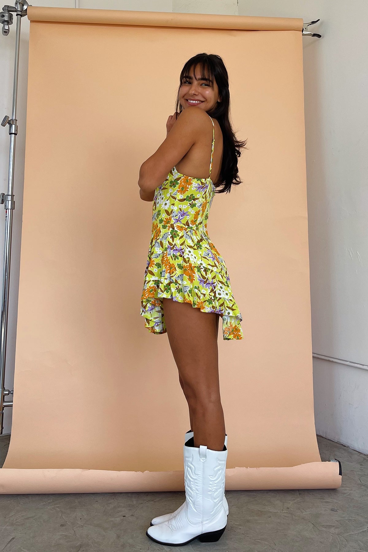 Super Bloom Light Green Floral Mini Dress - FINAL SALE