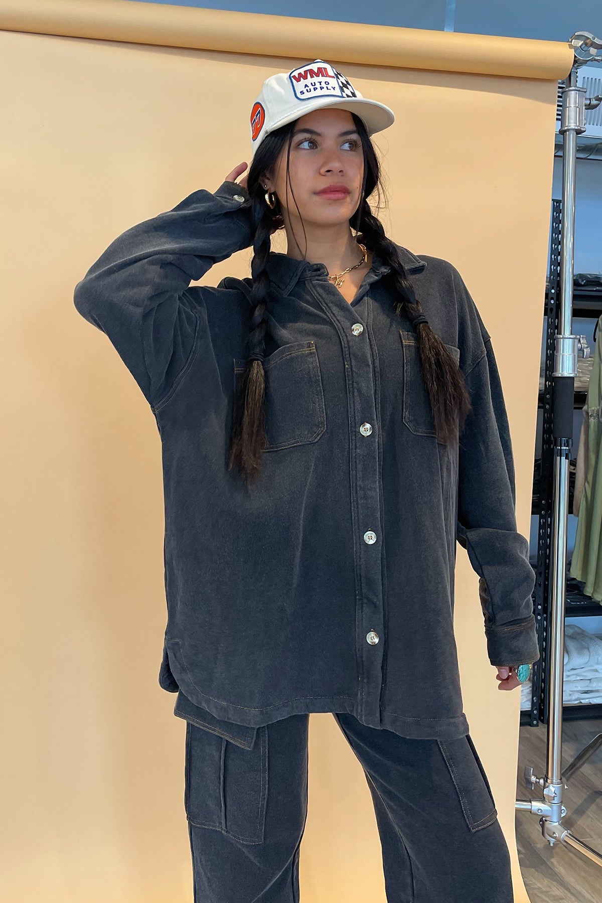 Staying Busy Vintage Black Button Up Shacket - FINAL SALE