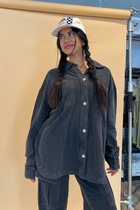 Staying Busy Vintage Black Button Up Shacket - FINAL SALE