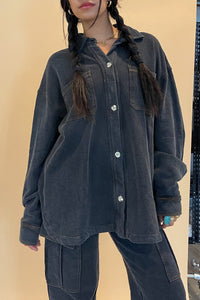 Staying Busy Vintage Black Button Up Shacket - FINAL SALE