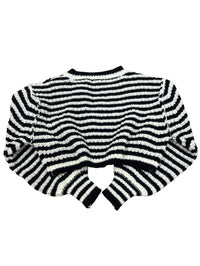 Miss Love - Black Striped Crochet Sweater