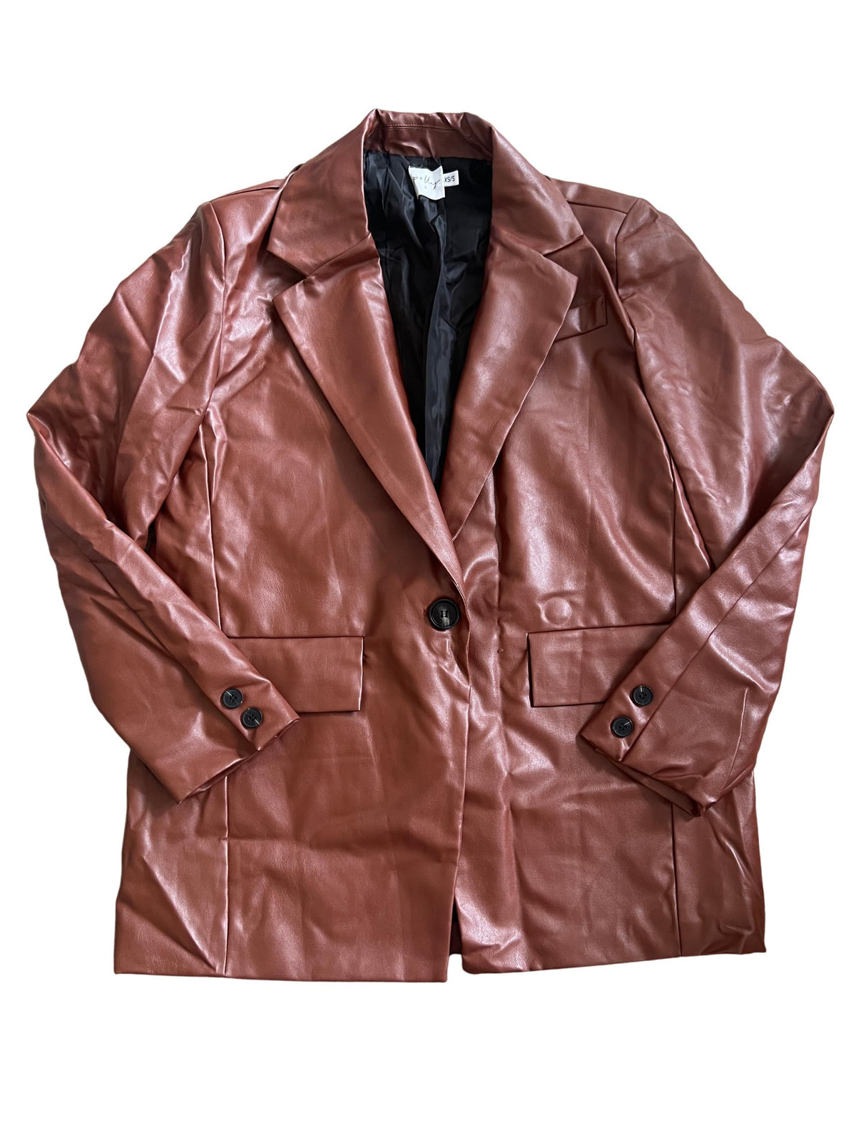 Polly - Brown Faux Leather Jacket