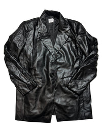 Polly - Black Faux Leather Blazer
