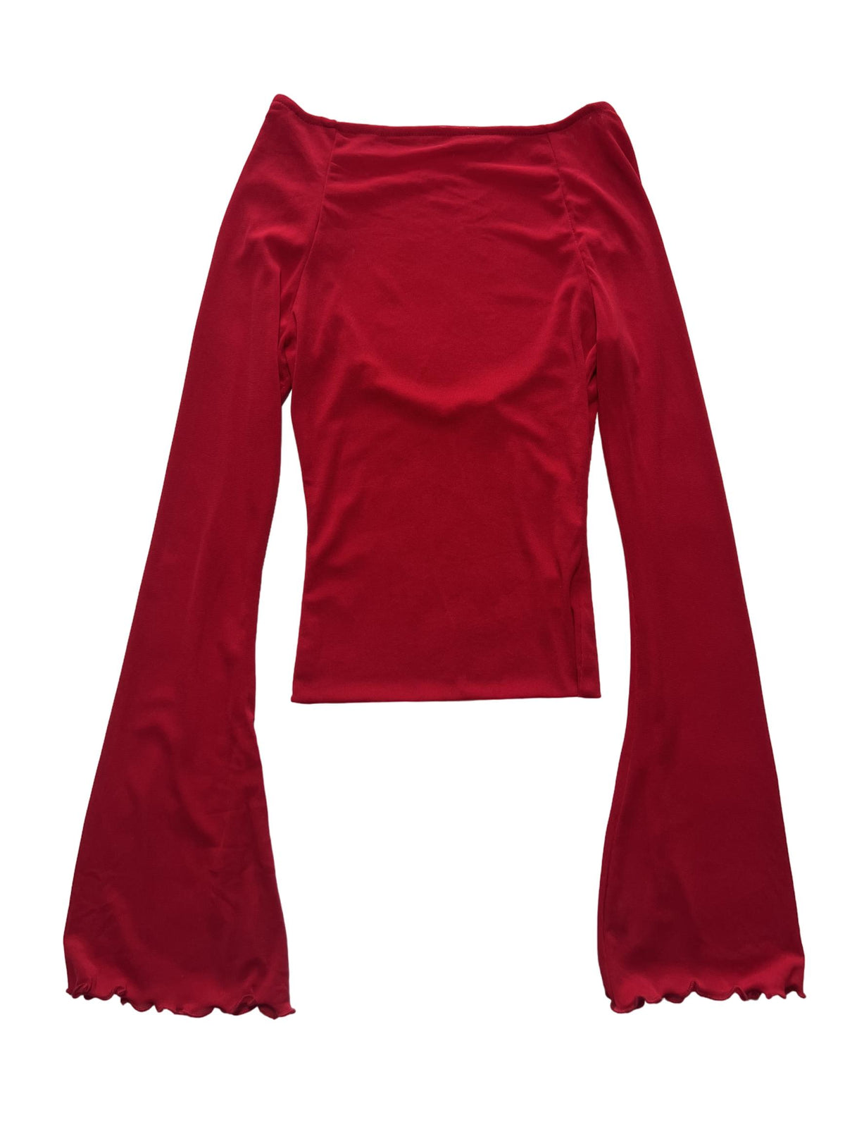 Et Clet- Red Mesh Long Sleeve Top