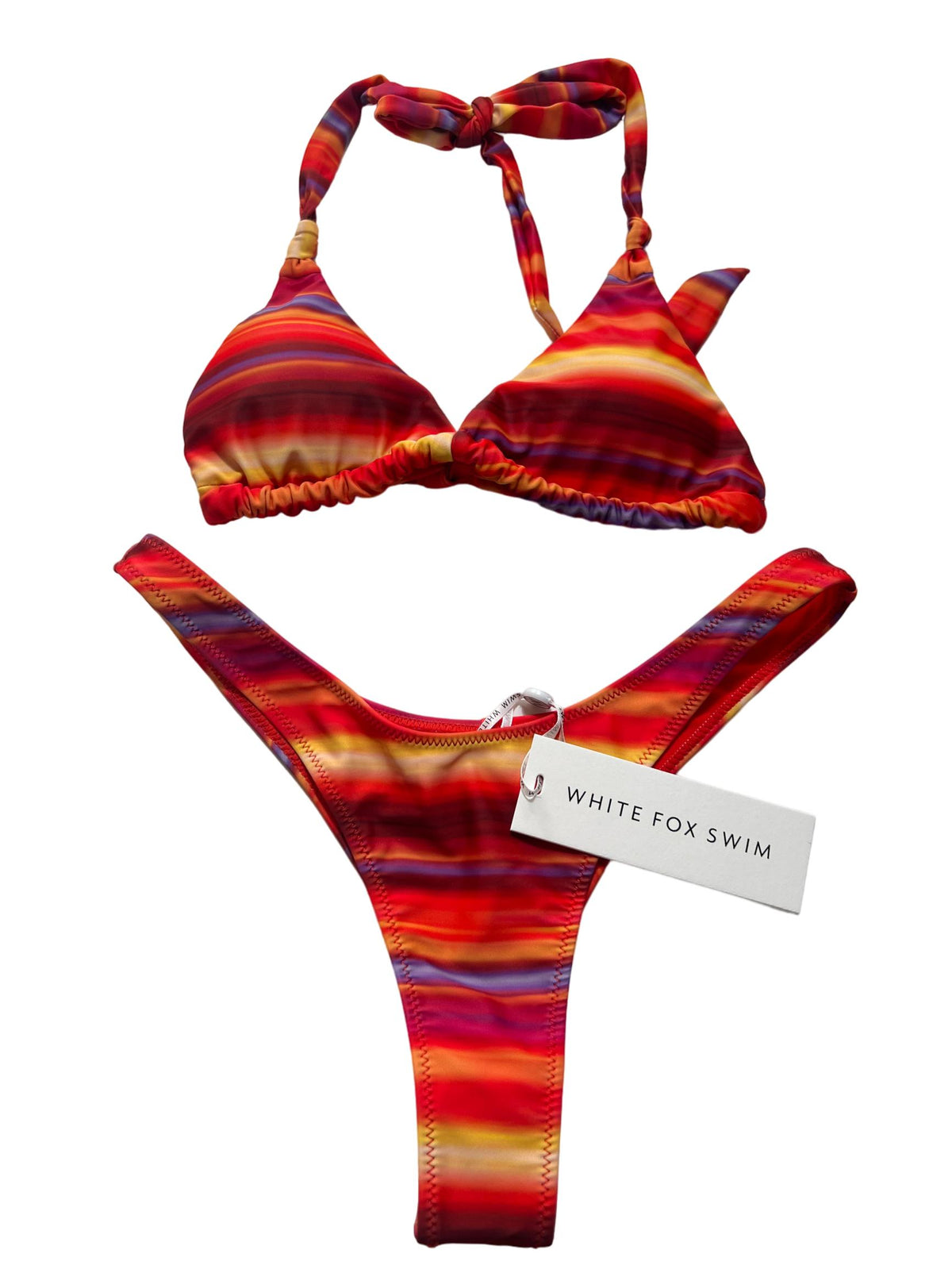 White Fox  - Red Striped Bikini - New With Tags