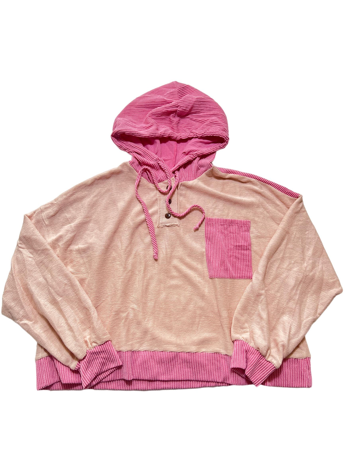 Bucket List- Pink Color Block Hoodie