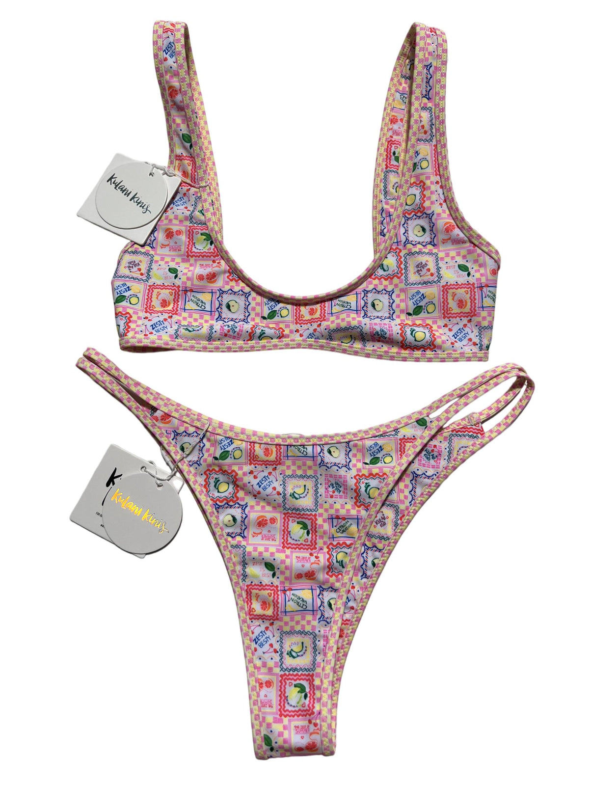 Kulani Kinis - Pink Citrus Print Bikini Set - NEW WITH TAGS