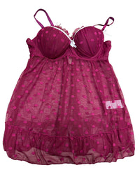 Purple Polka Dot Mesh Lingerie Dress