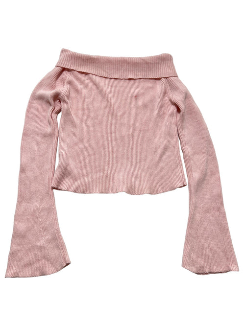 My Mum Made It - Pink Knit Off Shoulder Sweater