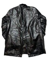 Polly - Black Faux Leather Blazer