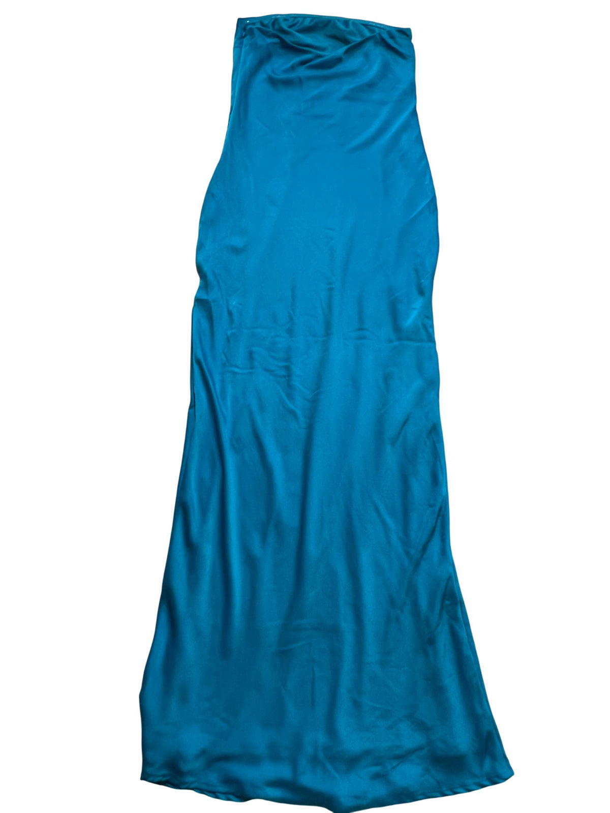 Lulus - Blue Satin Strapless Maxi Dress