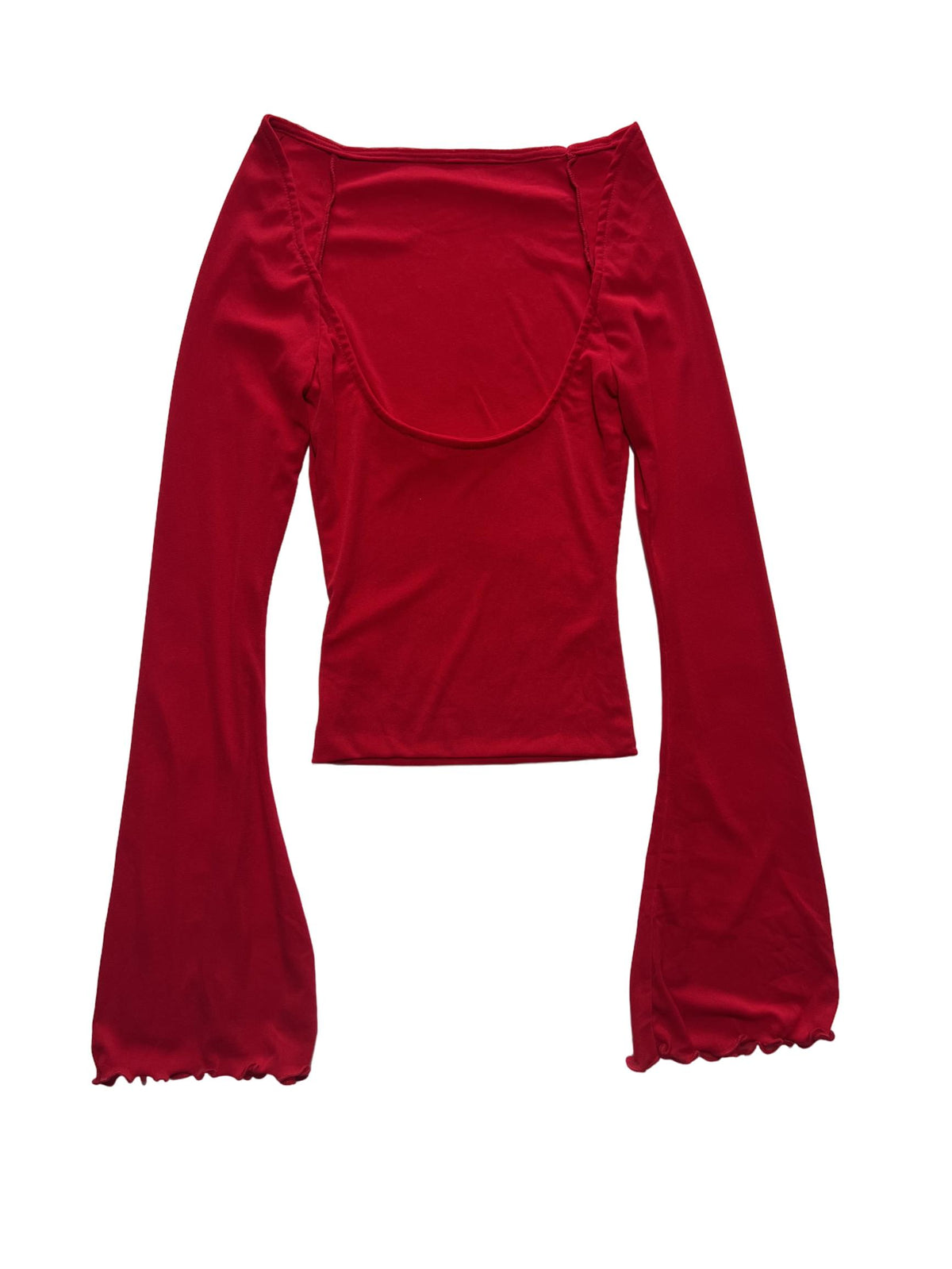 Et Clet- Red Mesh Long Sleeve Top