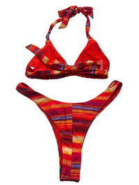 White Fox  - Red Striped Bikini - New With Tags