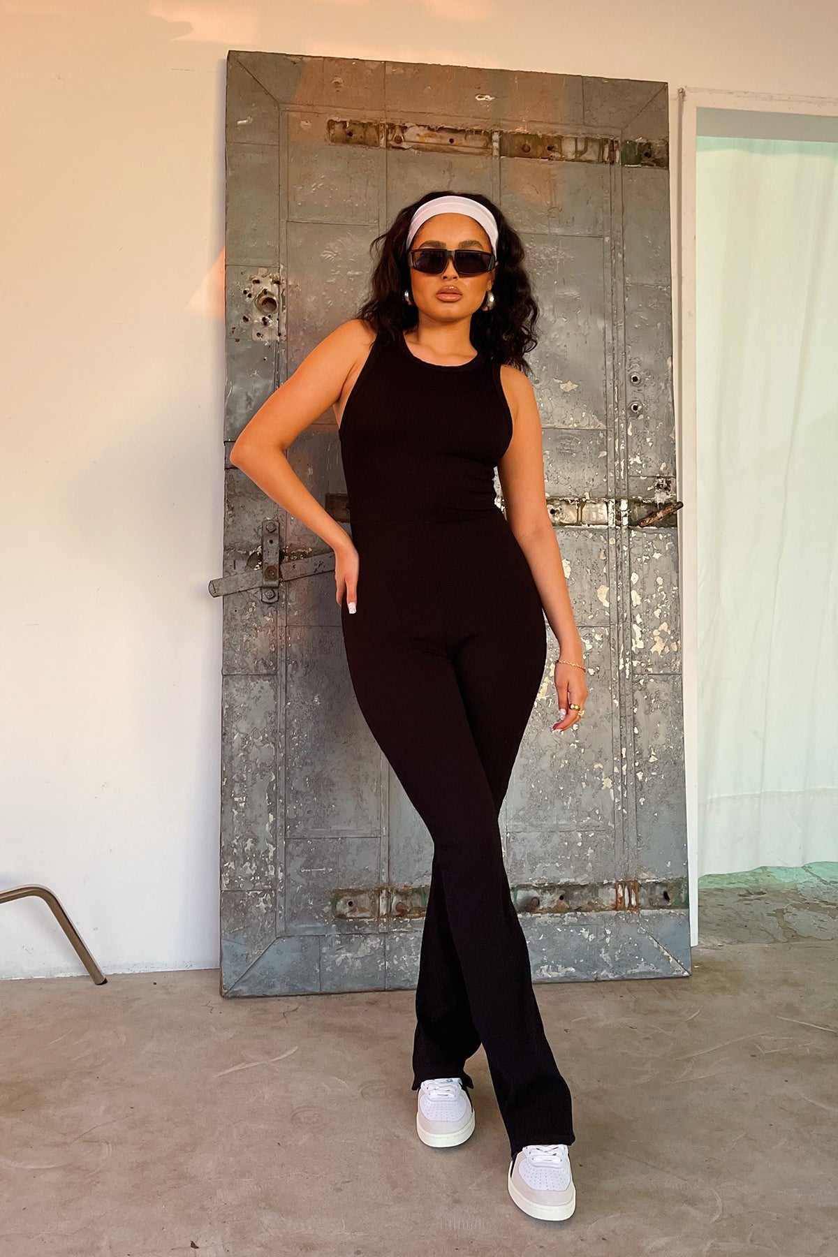 Take Ten Black Ribbed Flare Jumpsuit - FINAL SALE