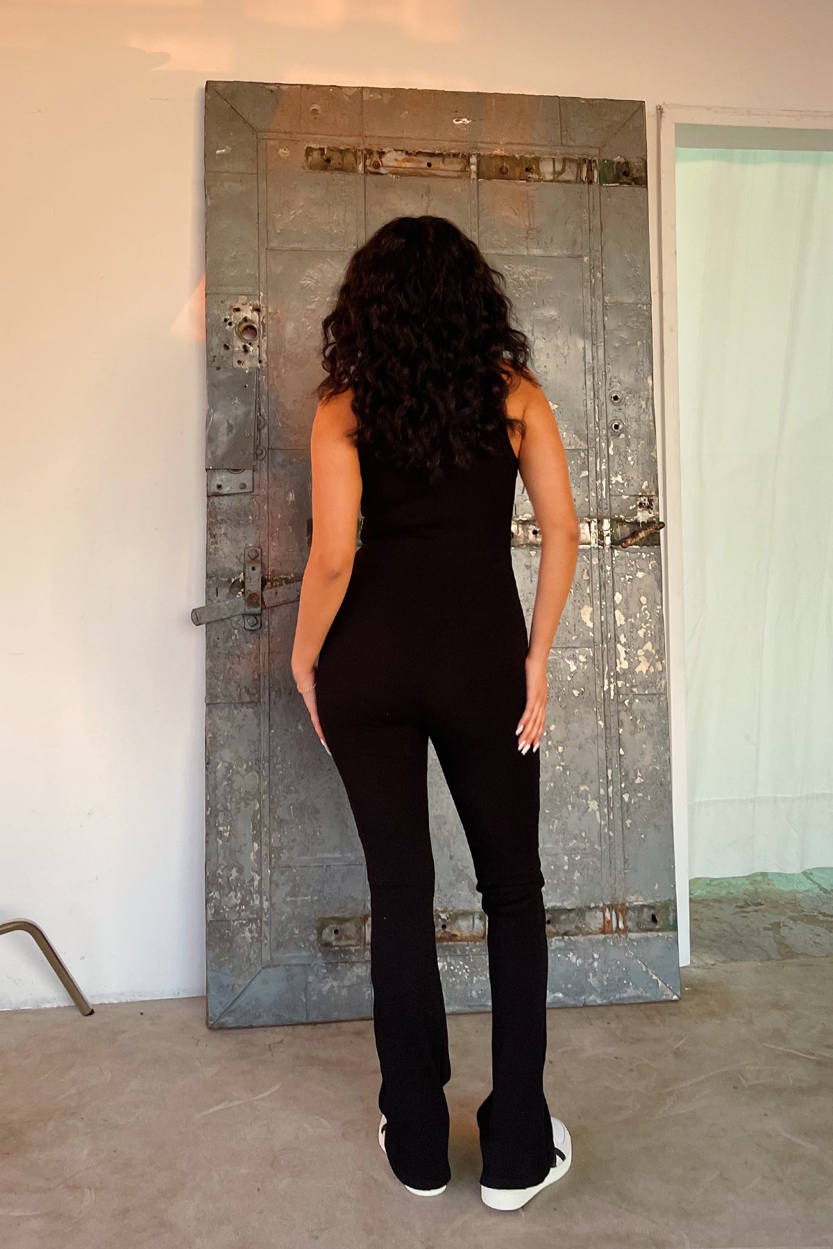 Take Ten Black Ribbed Flare Jumpsuit - FINAL SALE