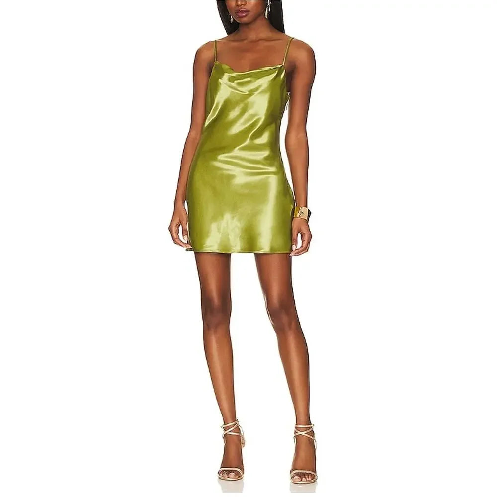 House of Harlow 1960 Green Satin Slip Mini Dress (New With Tags) – DETOURE