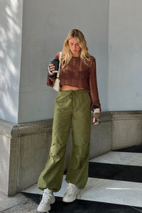 Style File Olive Parachute Pants - FINAL SALE