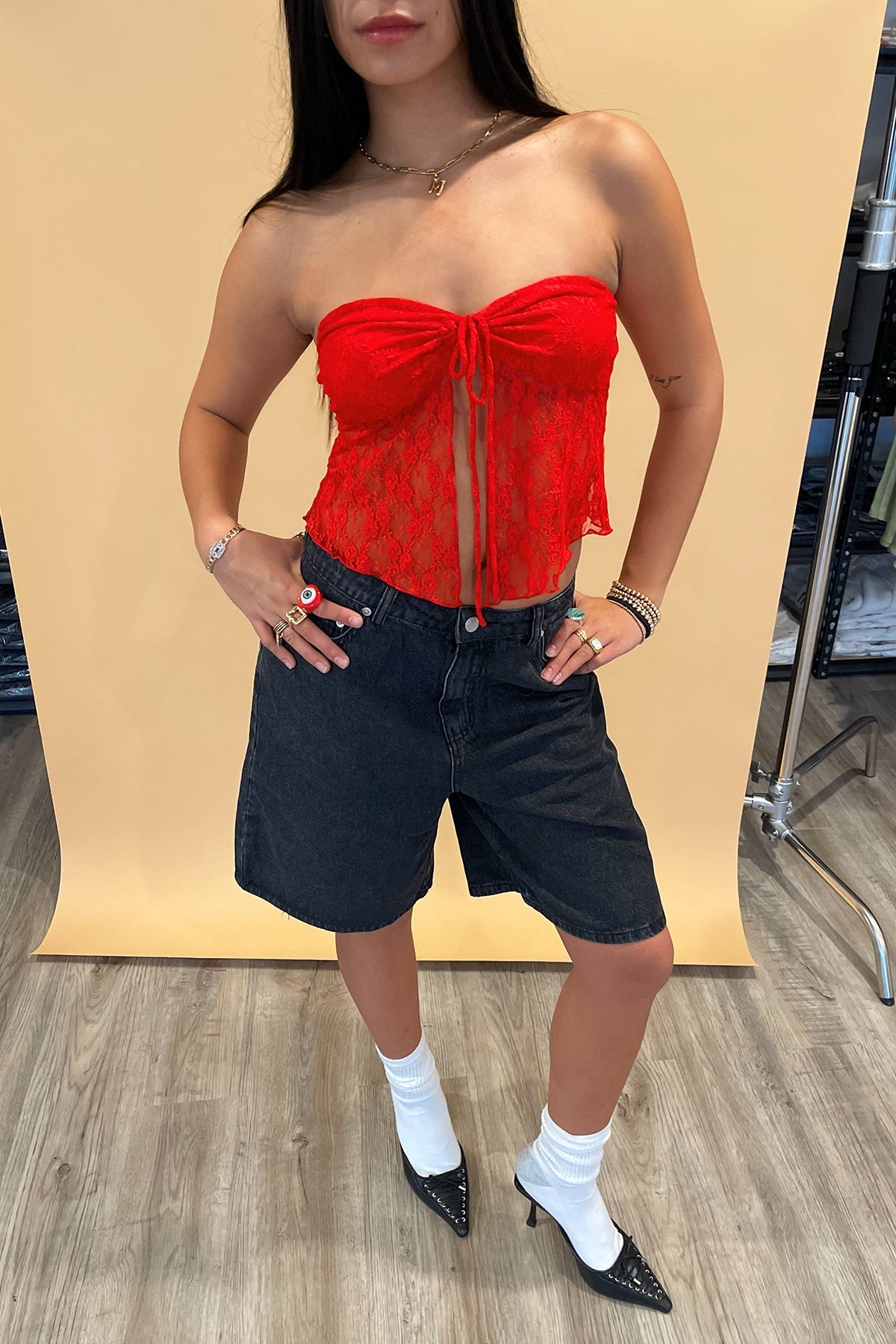 Pretty Woman Red Lace Tube Top - FINAL SALE