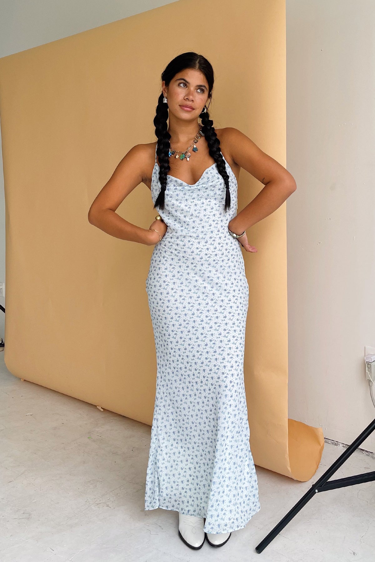 Sunlit Garden Light Blue Floral Maxi Dress - FINAL SALE