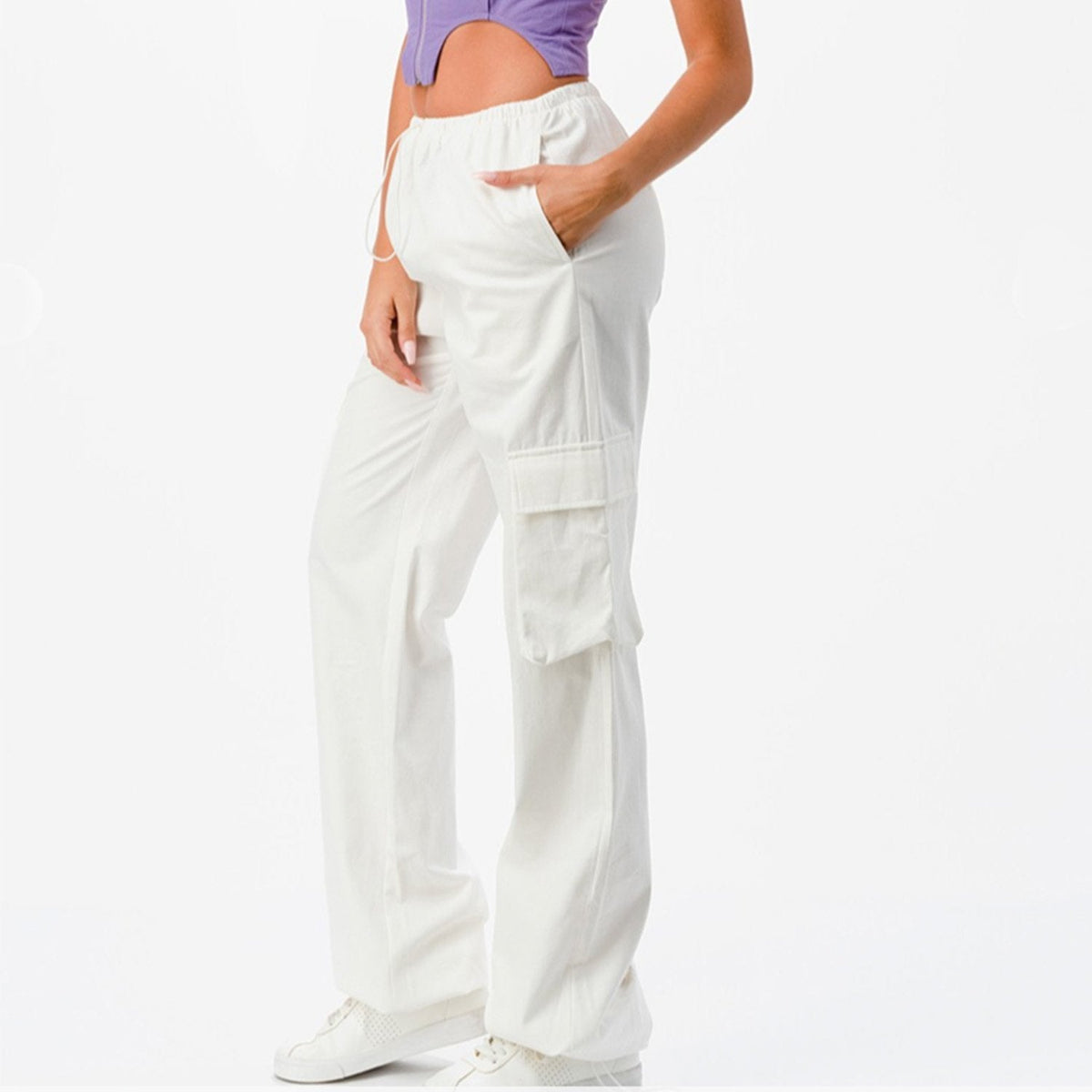 Shelby White Wide Leg Cargo Pants - FINAL SALE