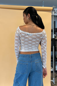 Sophia White Lace Long Sleeve Top - FINAL SALE