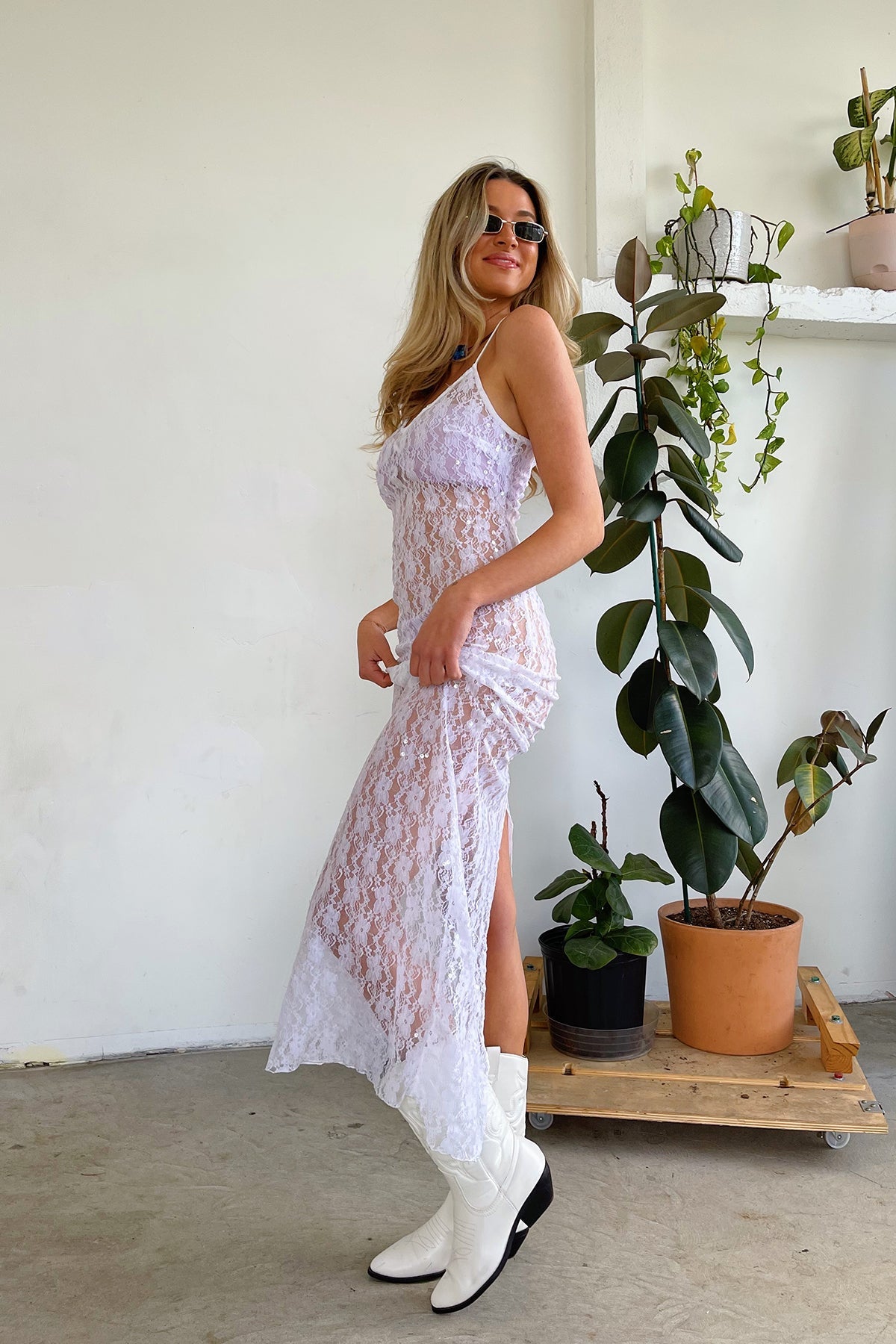 Shine Bright White Lace and Sequin Maxi Dress - FINAL SALE