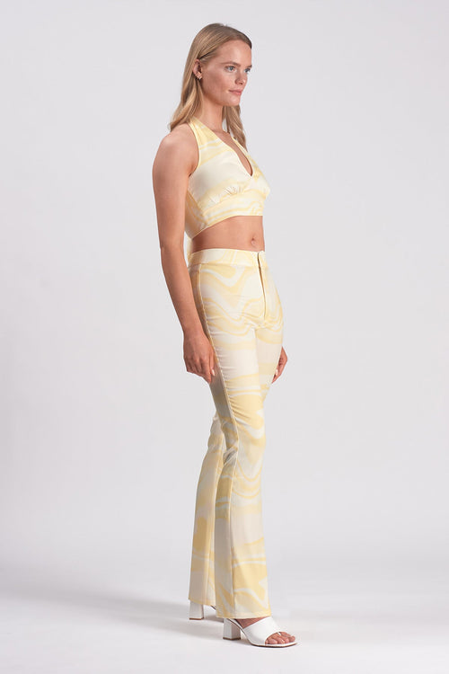 All Smiles Yellow Swirl Flare Pants - FINAL SALE