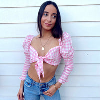 Let's Vibe Pink Gingham Top FINAL SALE