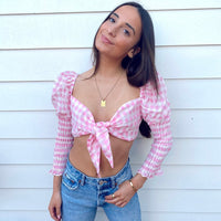 Let's Vibe Pink Gingham Top FINAL SALE