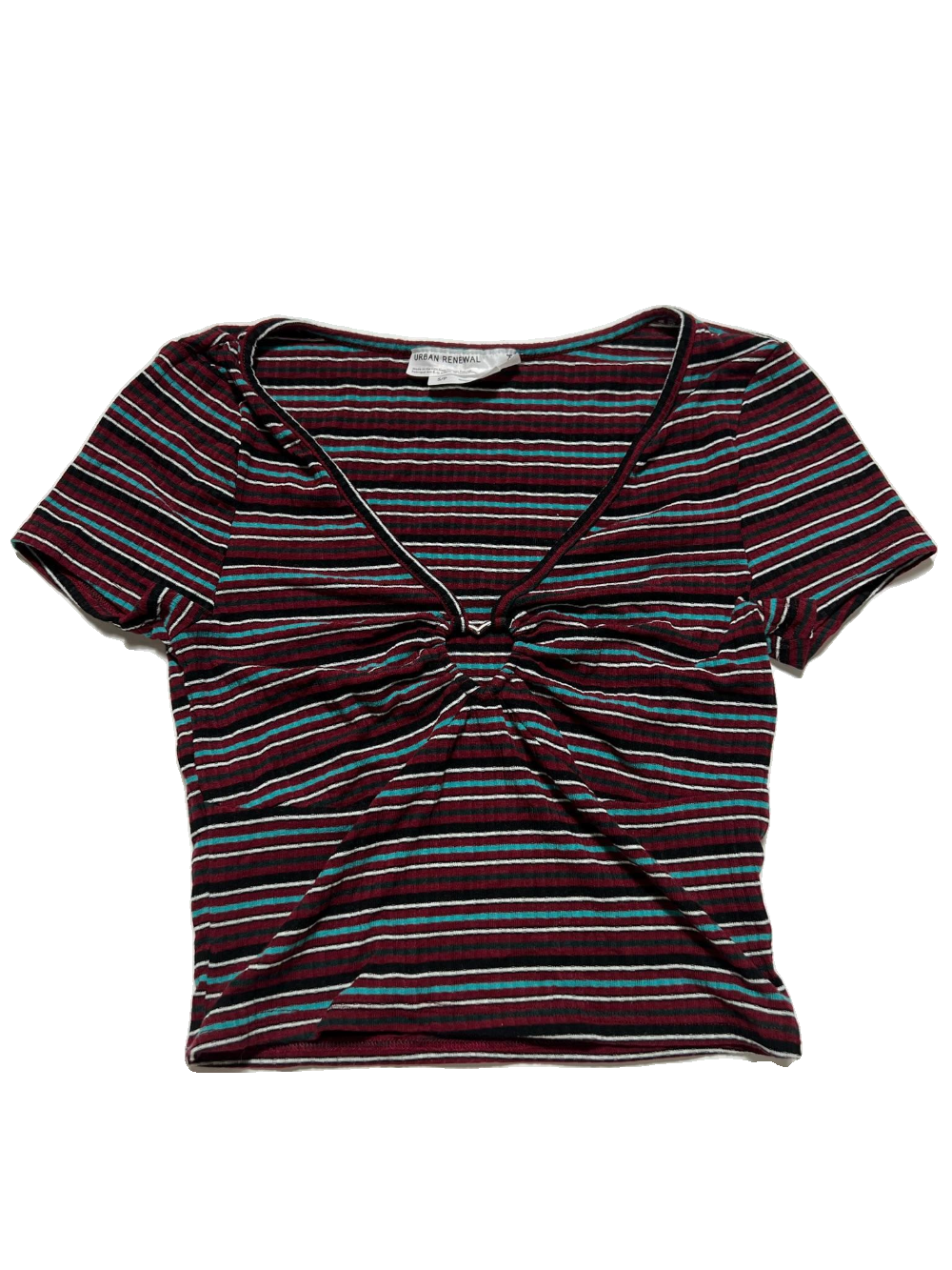 Urban Renewal - Striped Red Ruched Tee