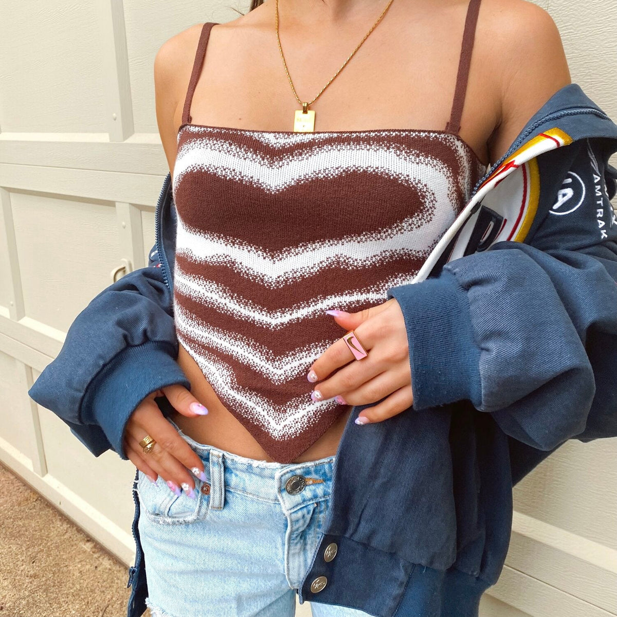 Knit Valentine Crop Brown FINAL SALE