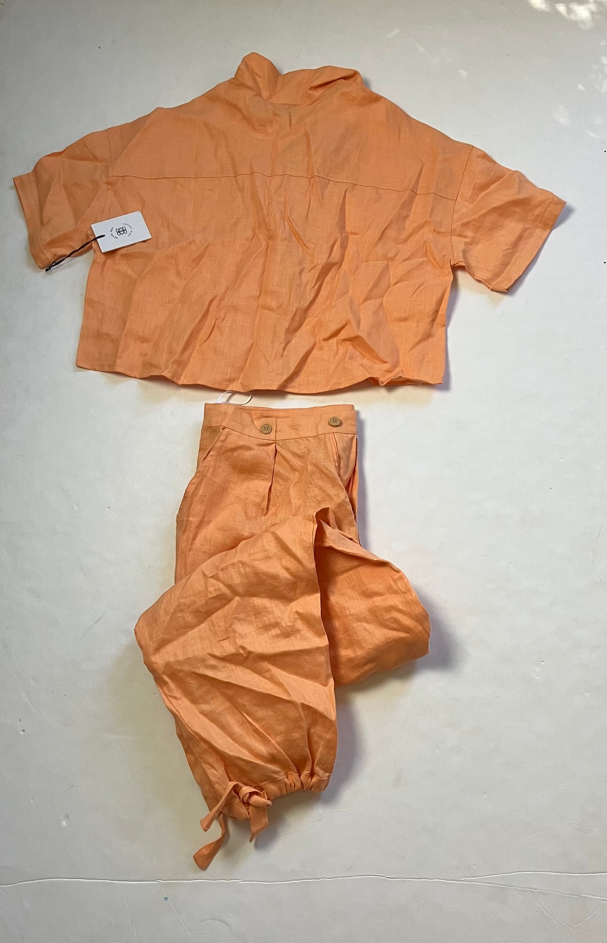 REVEL REY- Orange Linen Joggers With Matching Top NEW WITH TAGS