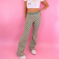 Olive Checkered Sweater Pants FINAL SALE