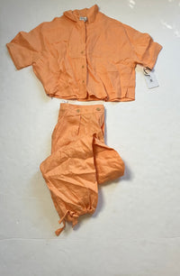 REVEL REY- Orange Linen Joggers With Matching Top NEW WITH TAGS