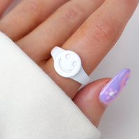 White Smiley Ring FINAL SALE