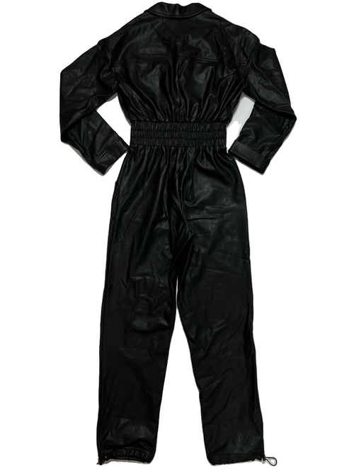 Hours - Black Pleather Jumpsuit