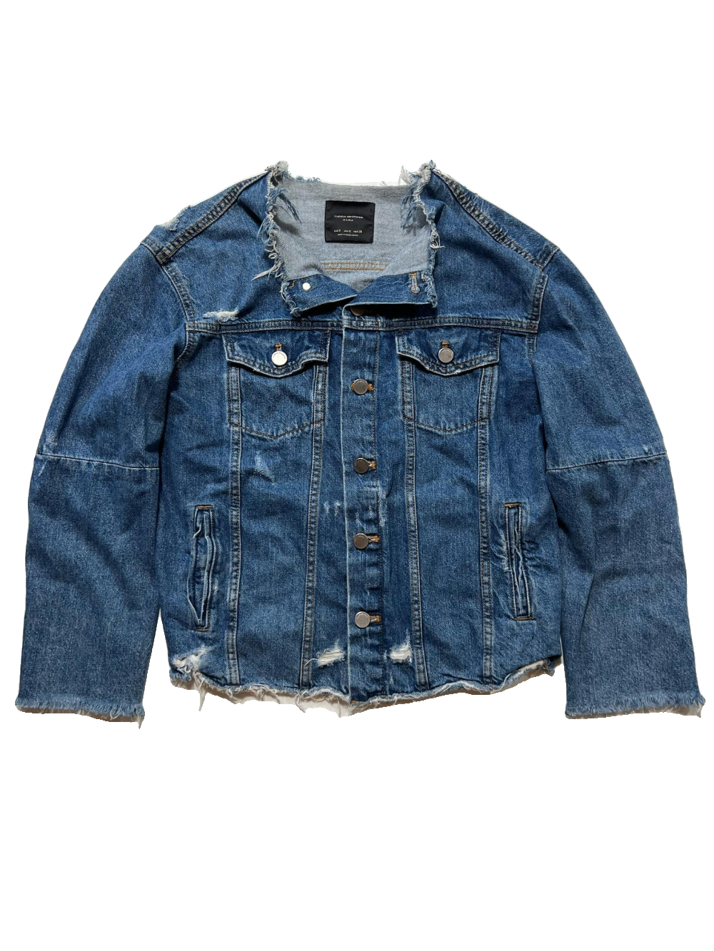 Zara - Blue Frayed Denim Jacket