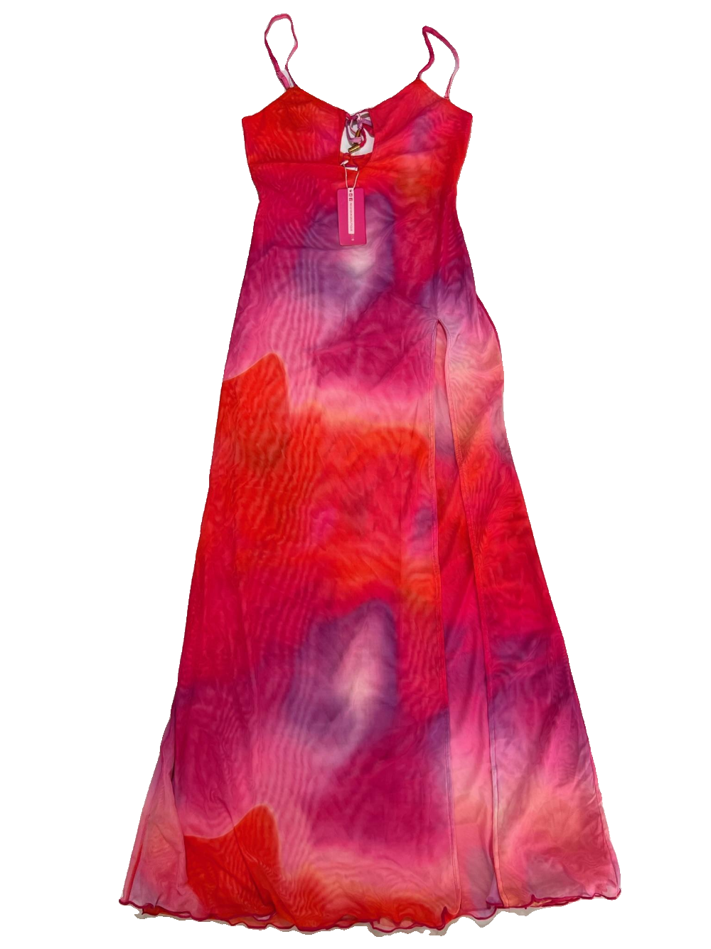 Beginning Boutique- Red & Pink "Corey Tie Front" Maxi Dress NEW WITH TAGS