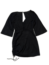 Third Form- Black V Neck Quarter Sleeve Mini Dress
