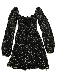Reformation- Black Polka Dot Long Sleeve Mini Dress