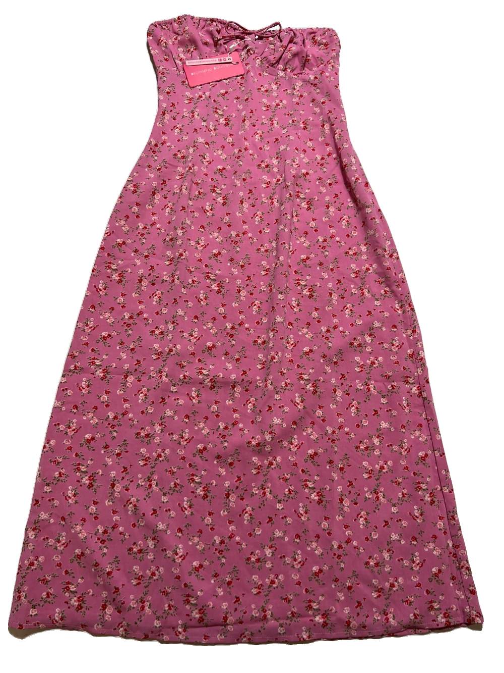 Beginning Boutique- Pink Floral Strapless Maxi Dress NEW WITH TAGS!
