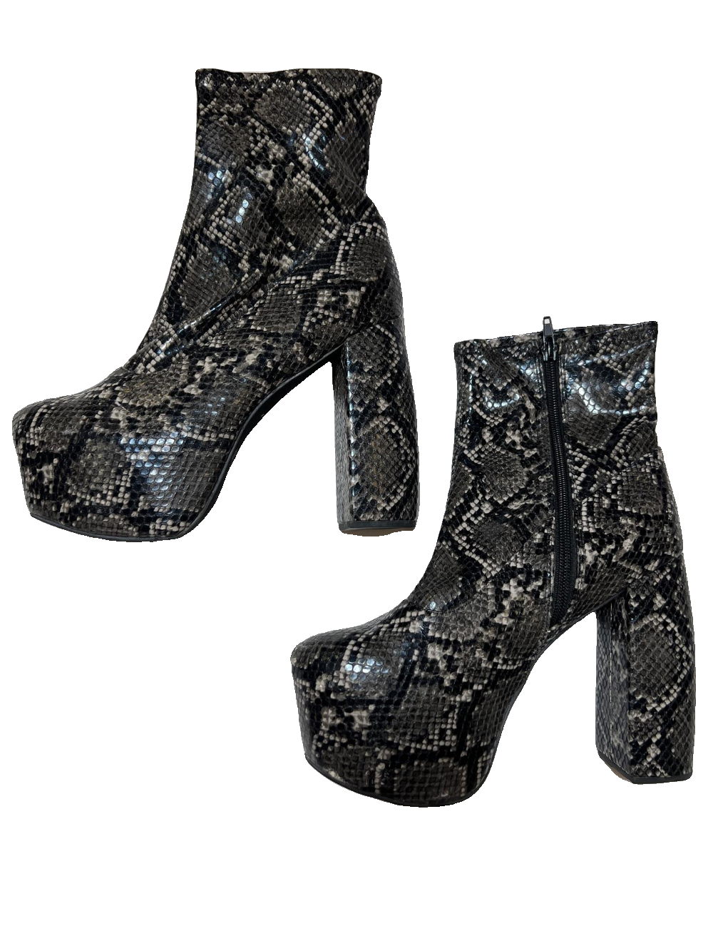 Jeffery Campbell- Black Snakeskin Platform Boots