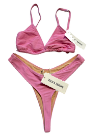 Zulu & Zephyr - Pink Ribbed Bikini- NEW WITH TAGS
