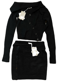 Ruve - Black Asymmetrical Knit Skirt Set - NEW WITH TAGS