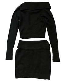 Ruve - Black Asymmetrical Knit Skirt Set - NEW WITH TAGS