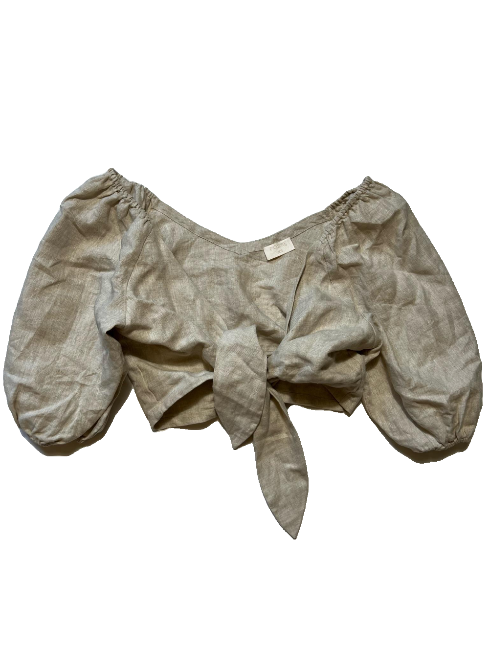Posse - Beige Linen Tie Top