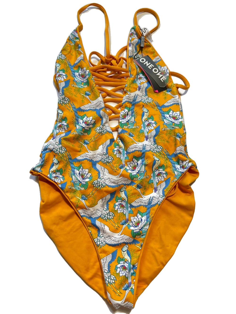 ONEONE- Orange Plunge One Piece - NEW WITH TAGS