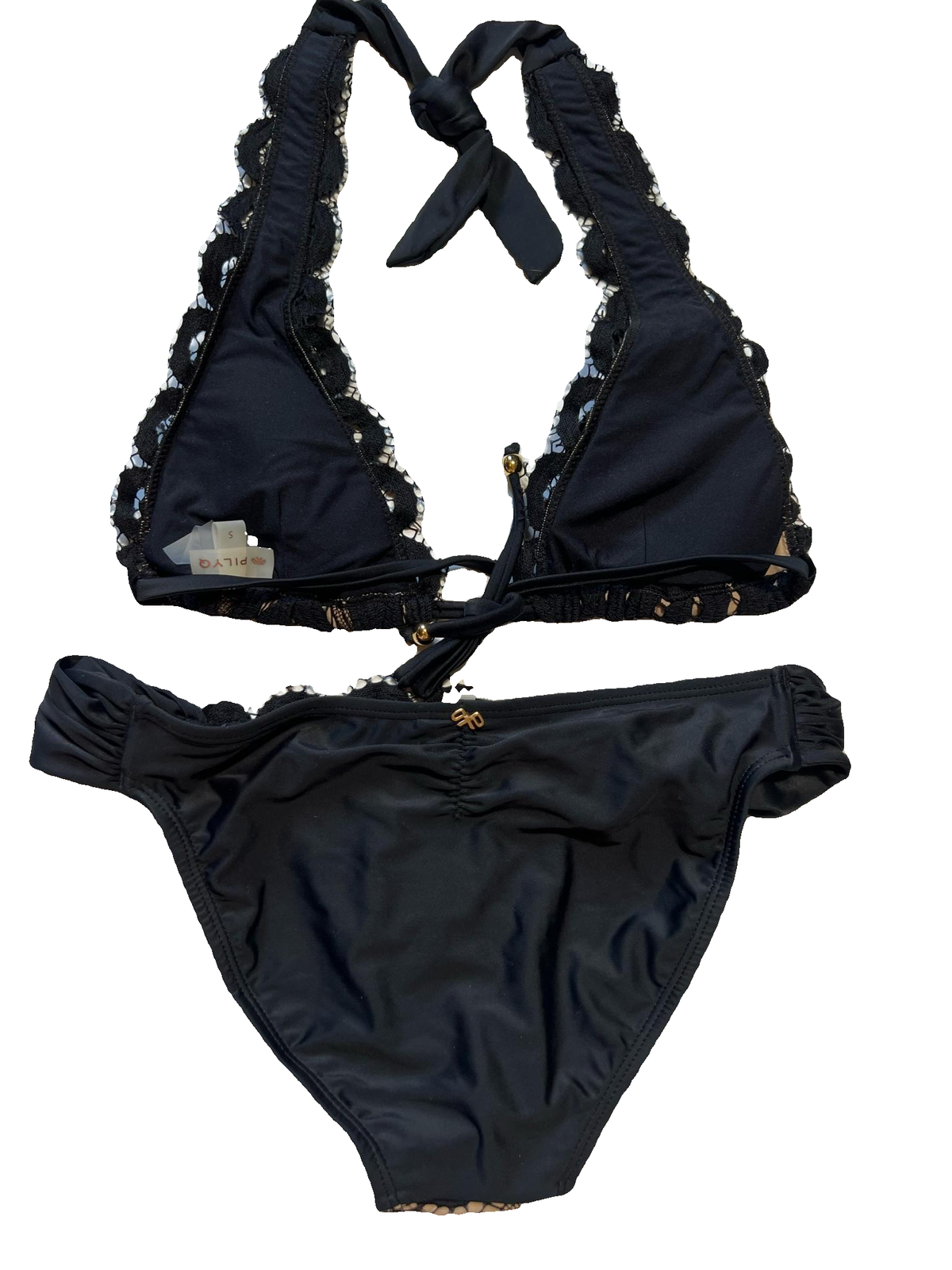 PILYQ - Black Lace Halter Bikini Set - NEW WITH TAGS